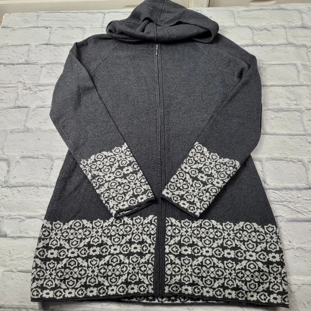 Cynthia Rowley Hooded Nordic Zip Cardigan size Medium